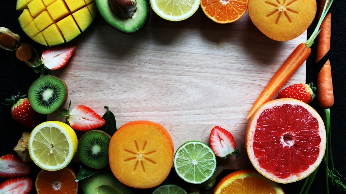 slices of fruits and vegetables
